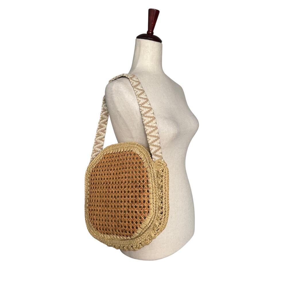 Caterina Bertini Resort Wear Round Straw Bag Italy Beachy Summer Boho Chic